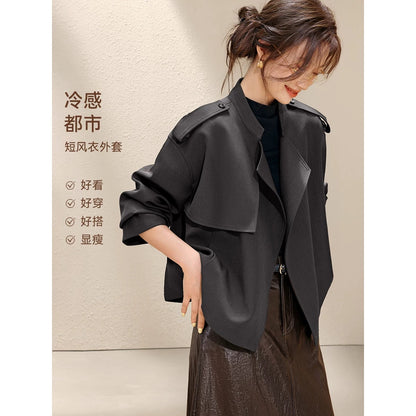 Mohan Yimei warm fashion windbreaker 2025 autumn new loose old money short silhouette lapel jacket coat