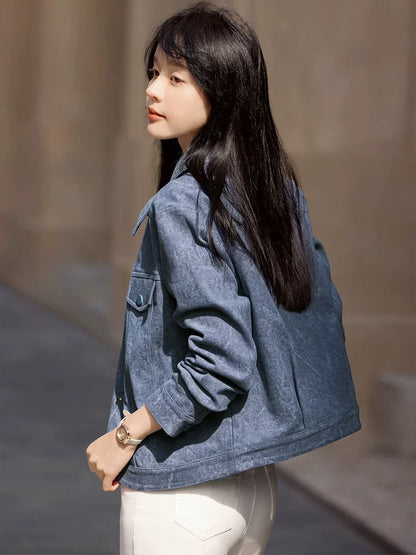 Mohan Yimei fashion casual gradient style tie-dye short jacket 2025 spring new design long-sleeved women's jacket