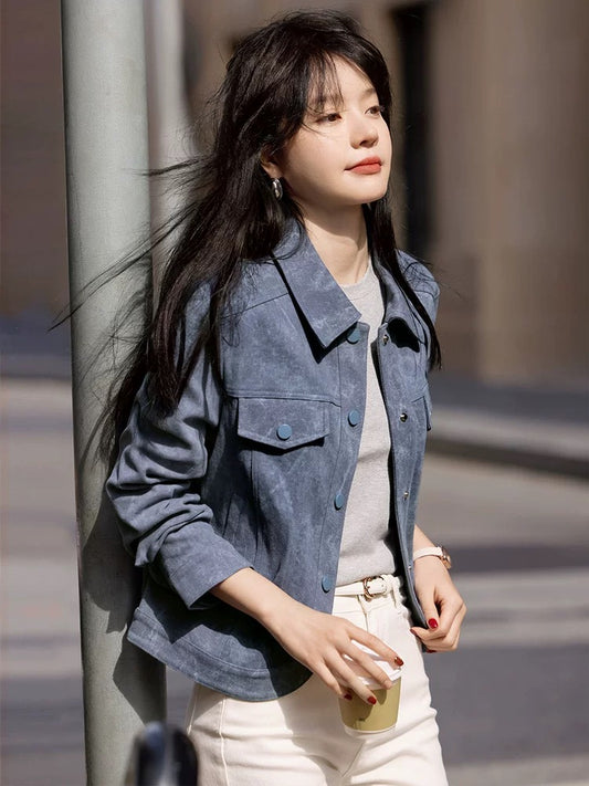 Mohan Yimei fashion casual gradient style tie-dye short jacket 2025 spring new design long-sleeved women's jacket