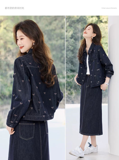 Mohan Yimei's beautiful women's clothing casual jacket tops 2025 autumn new women's denim jacket