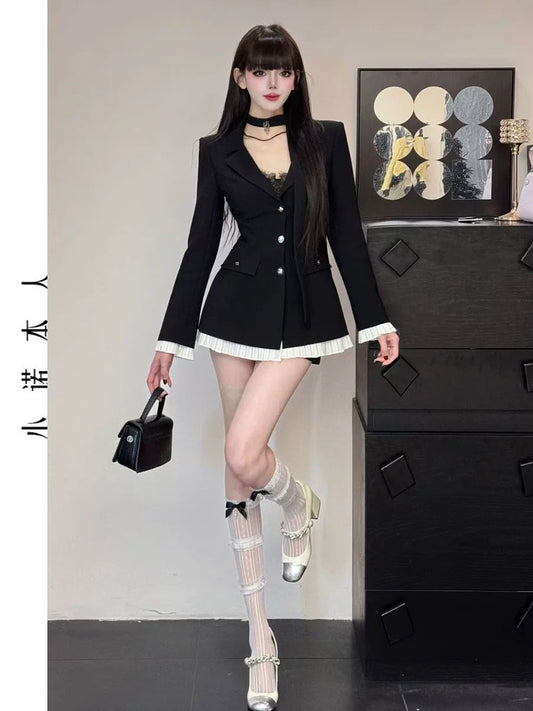 Xiaonuo's own mid-length suit skirt jacket Korean style high-end light luxury and western style slim suit dress 2515