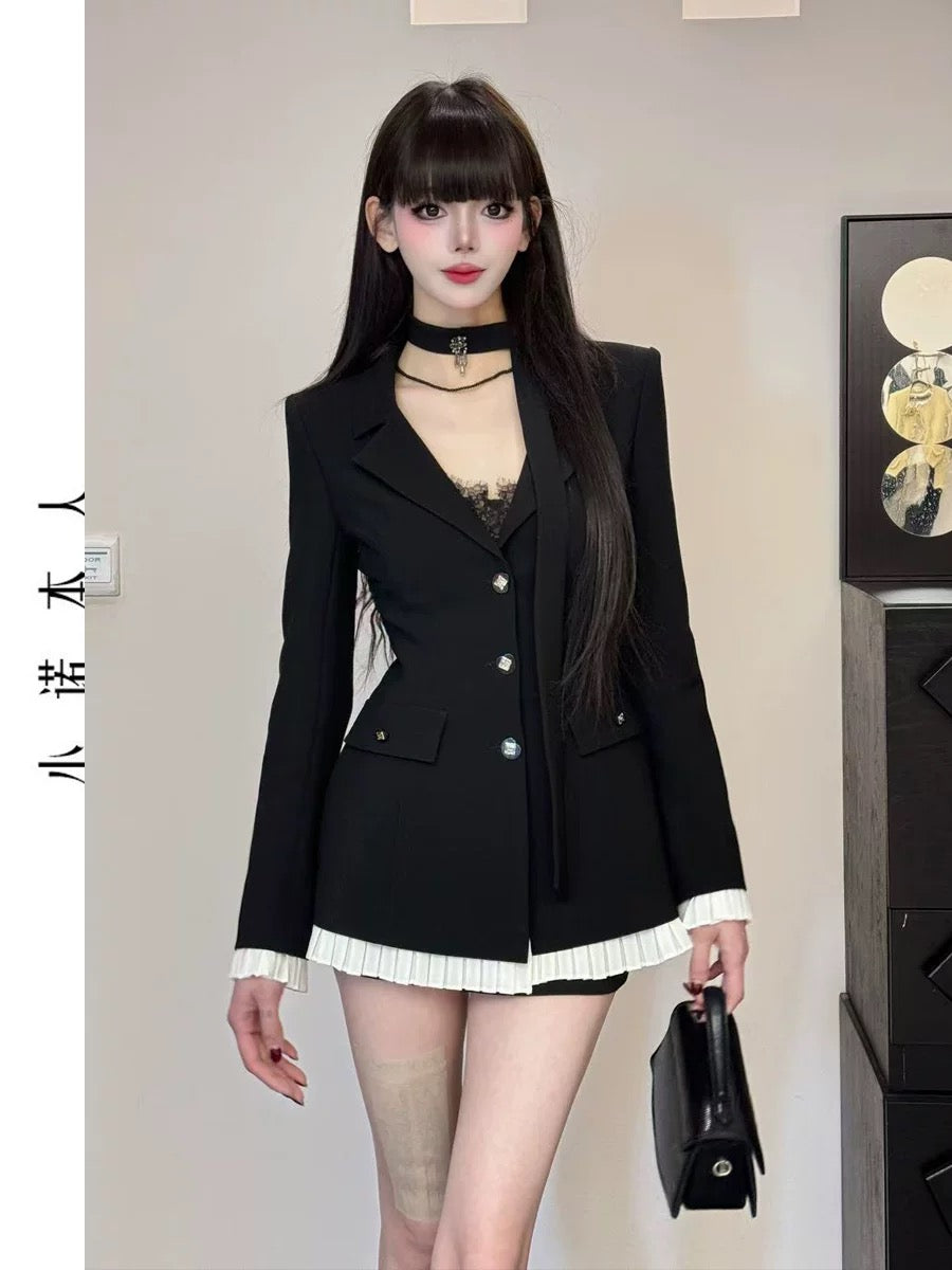 Xiaonuo's own mid-length suit skirt jacket Korean style high-end light luxury and western style slim suit dress 2515