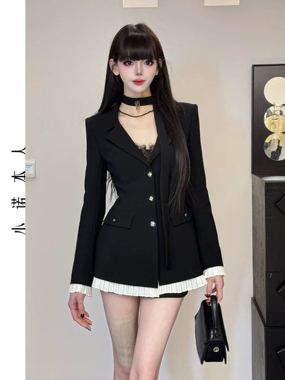 Xiaonuo's own mid-length suit skirt jacket Korean style high-end light luxury and western style slim suit dress 2515