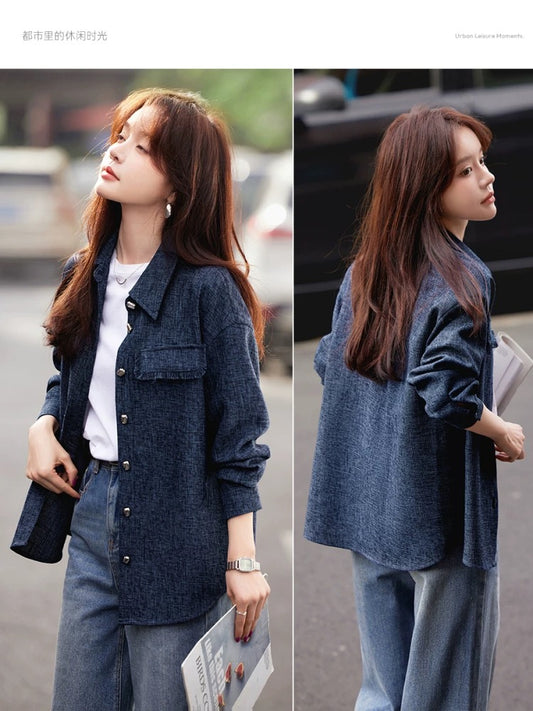 Mohan Yimei Xiaoxiang style temperament women's tops 2025 autumn new small loose tassel shirt jacket