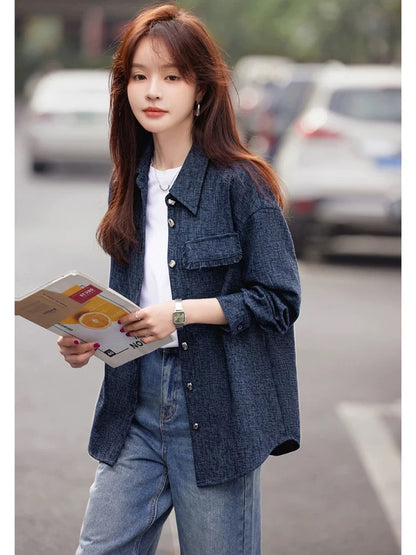 Mohan Yimei Xiaoxiang style temperament women's tops 2025 autumn new small loose tassel shirt jacket