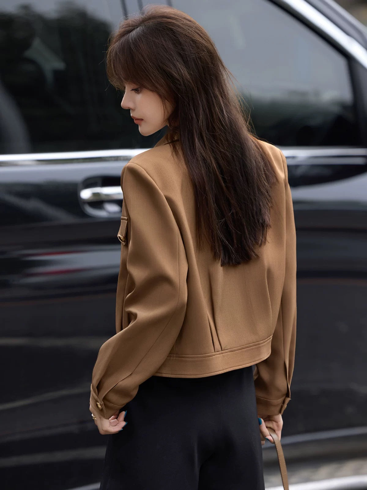 Mohan Yimei urban casual versatile fashion lapel workwear jacket 2025 spring new temperament coat women