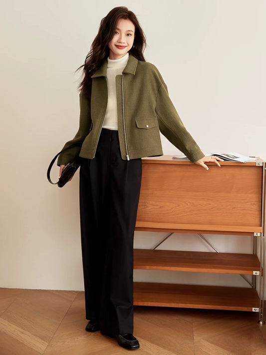 Mohan Yimei fashionable short jacket 2025 spring new retro velvet banana sleeve short jacket