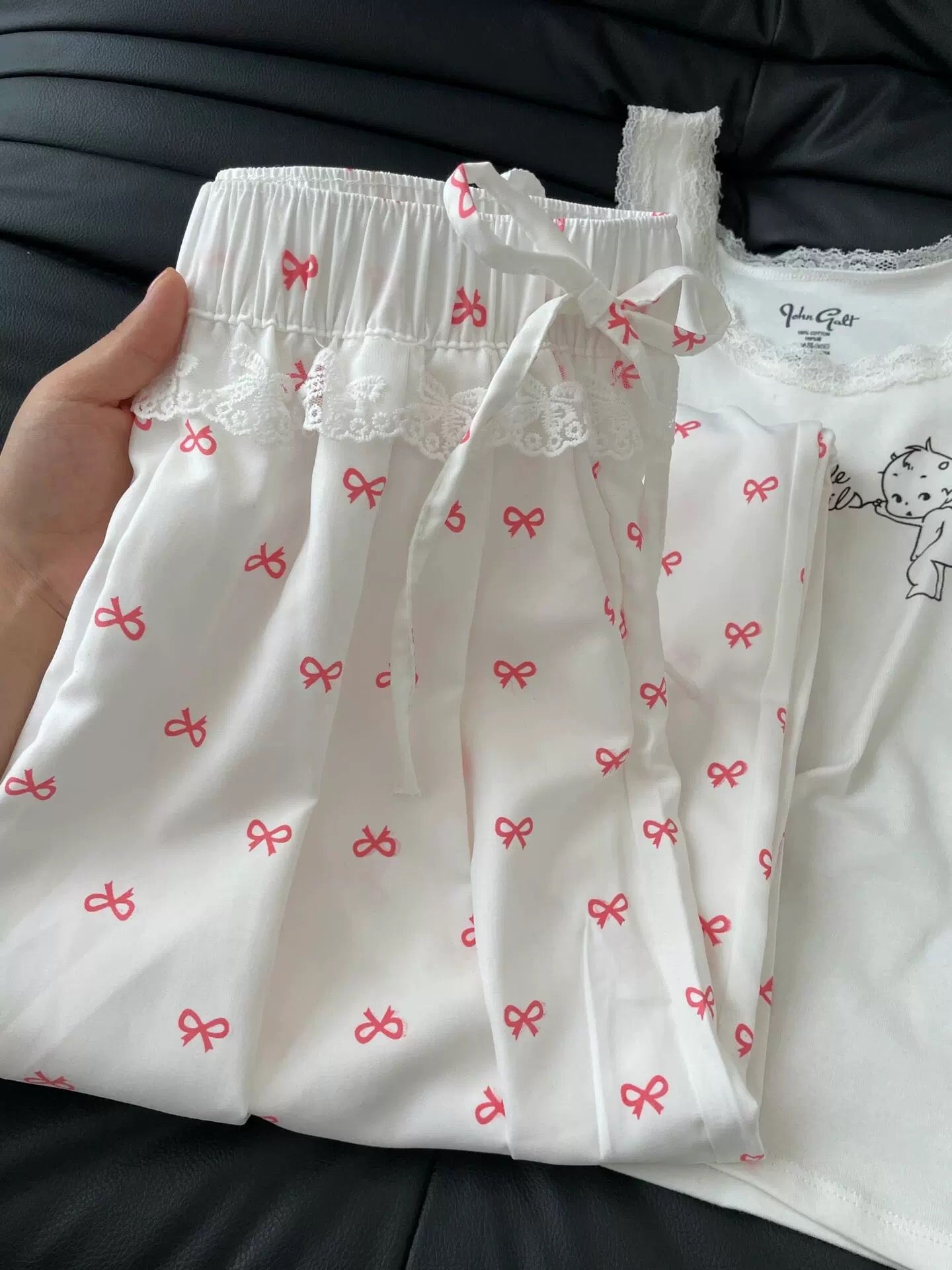 The lace bow is so girly ~ New summer slimming pants for pear-shaped figures, thin wide-leg straight pants