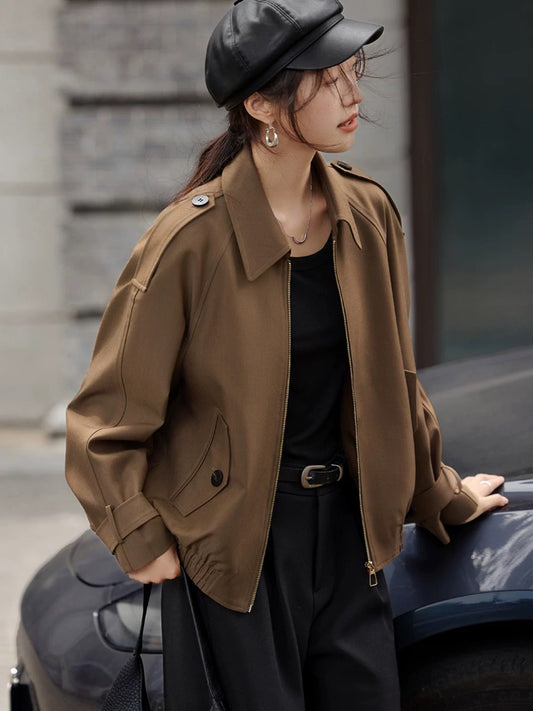 Mohan Yimei urban casual versatile fashionable workwear style short jacket 2025 spring new jacket