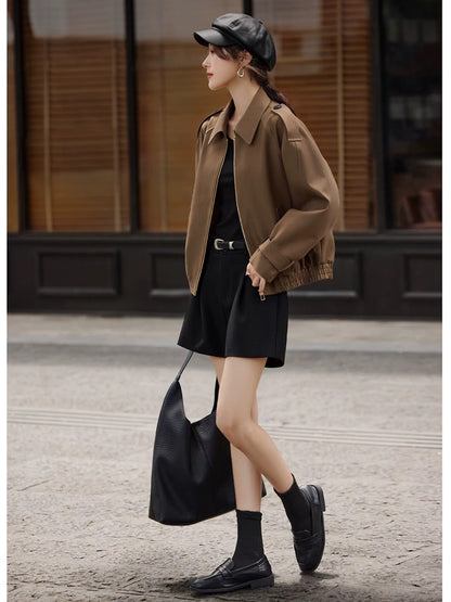 Mohan Yimei urban casual versatile fashionable workwear style short jacket 2025 spring new jacket