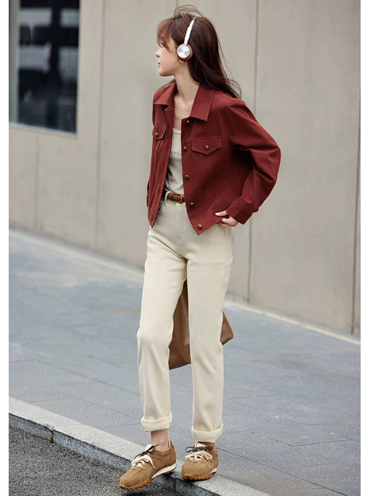 Mohan Yimei casual design workwear style long-sleeved top 2025 spring new classic versatile long-sleeved jacket