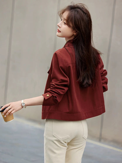 Mohan Yimei casual design workwear style long-sleeved top 2025 spring new classic versatile long-sleeved jacket