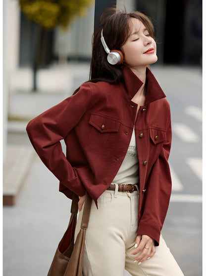 Mohan Yimei casual design workwear style long-sleeved top 2025 spring new classic versatile long-sleeved jacket