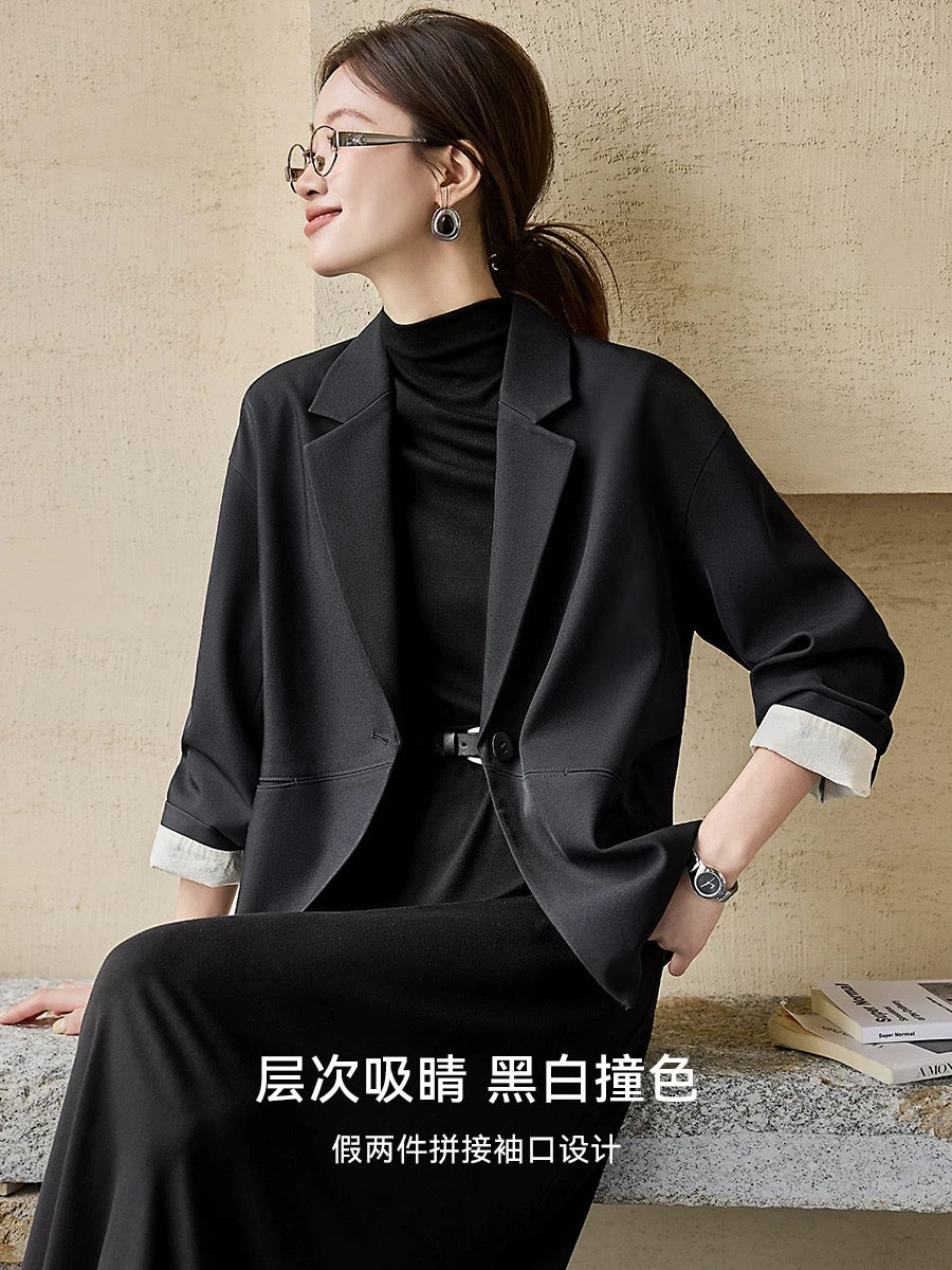 Mohan Yimei temperament commuter suit jacket 2025 autumn cocoon type c ...
