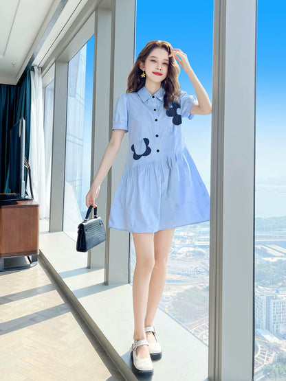 Summer new 2024 temperament shirt skirt texture high-end women's summer French dress small and slim