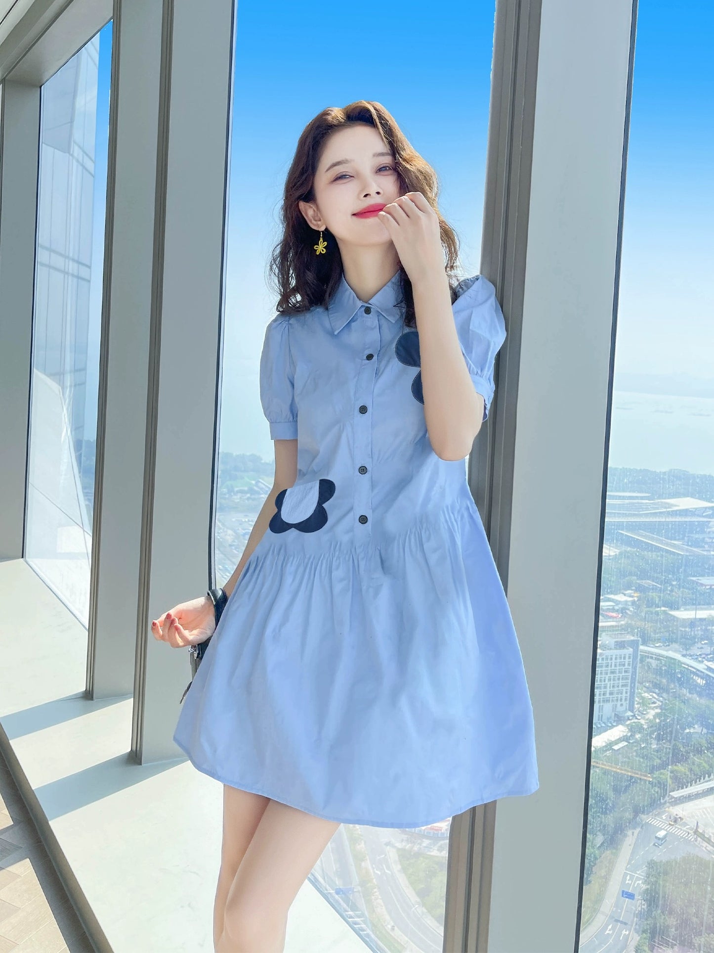 Summer new 2024 temperament shirt skirt texture high-end women's summer French dress small and slim