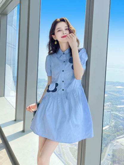 Summer new 2024 temperament shirt skirt texture high-end women's summer French dress small and slim