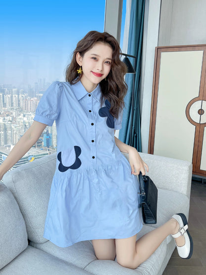 Summer new 2024 temperament shirt skirt texture high-end women's summer French dress small and slim