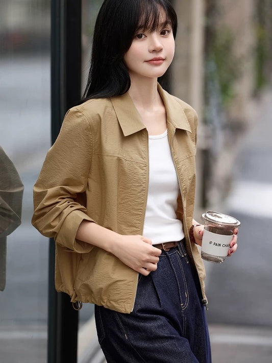 Mohan Yimei casual fashionable zipper shirt jacket 2025 spring new design long-sleeved jacket