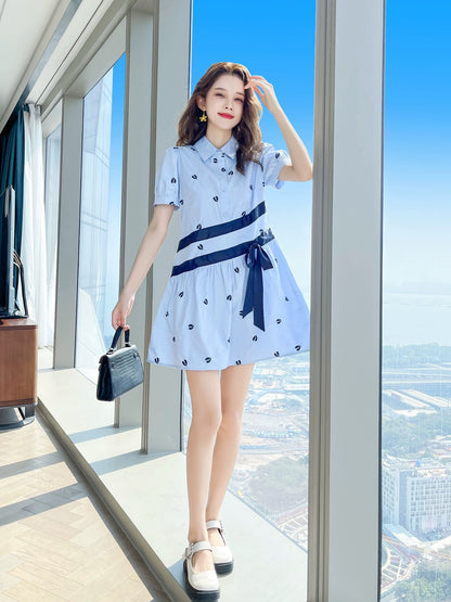 Summer new style 2024 high-end dress for small people popular French slim shirt skirt women summer