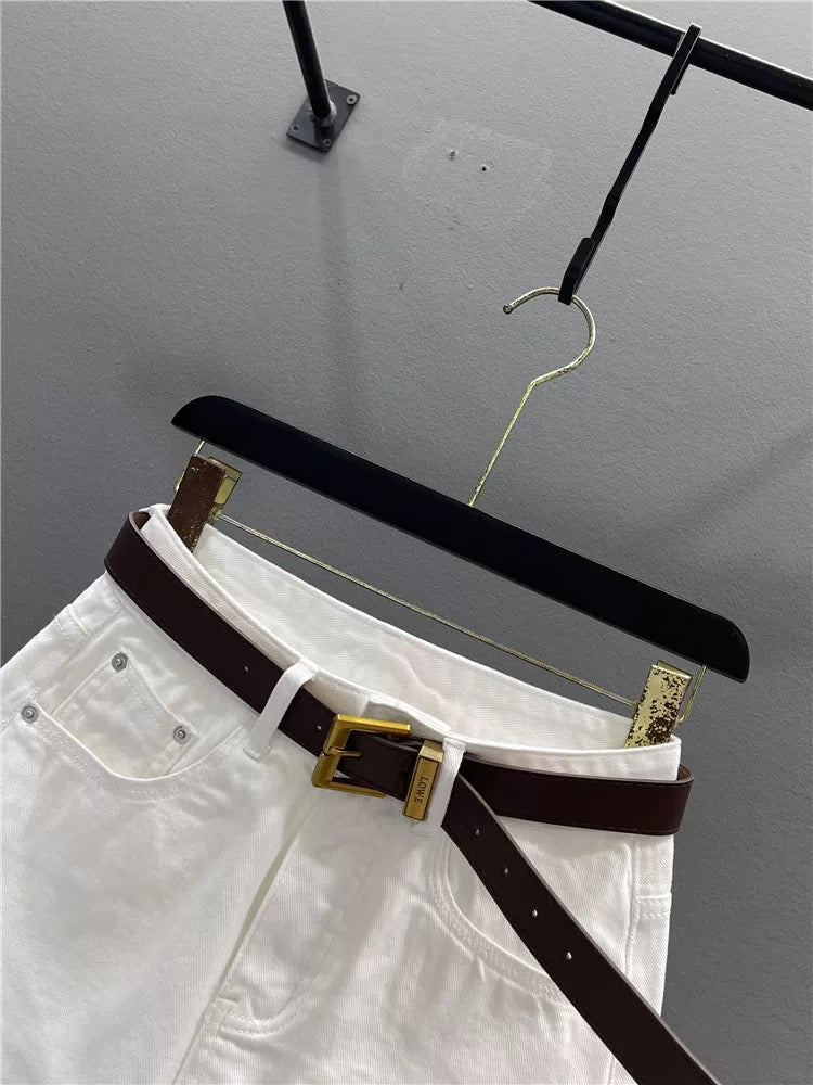 European retro embroidered white denim skirt for women 2025 summer all-match high waist slim A-line hip skirt