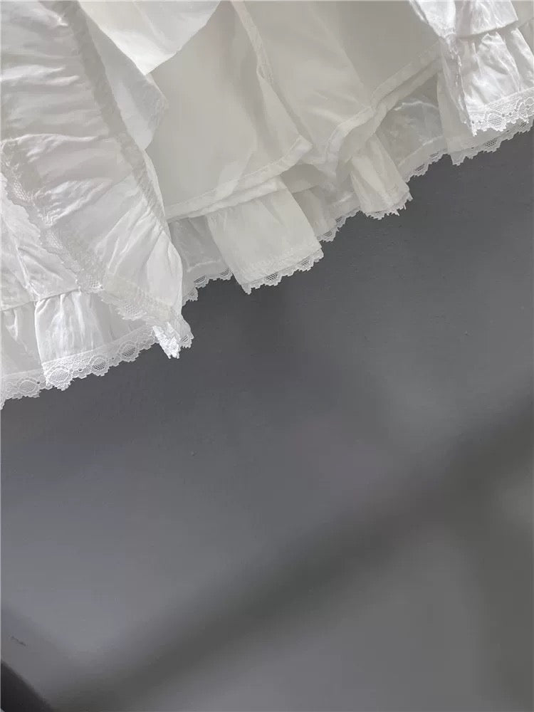White lace cake skirt female 2025 summer design tassel slim A-line puffy skirt short skirt