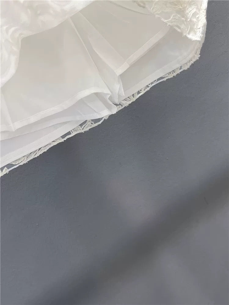 French heavy embroidery mesh skirt for women 2025 summer new style temperament high waist slim A-line hip skirt