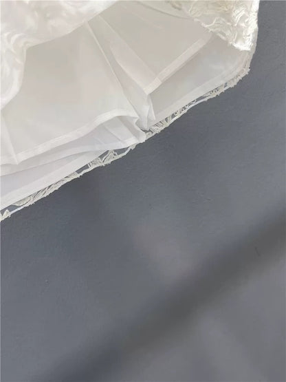 French heavy embroidery mesh skirt for women 2025 summer new style temperament high waist slim A-line hip skirt