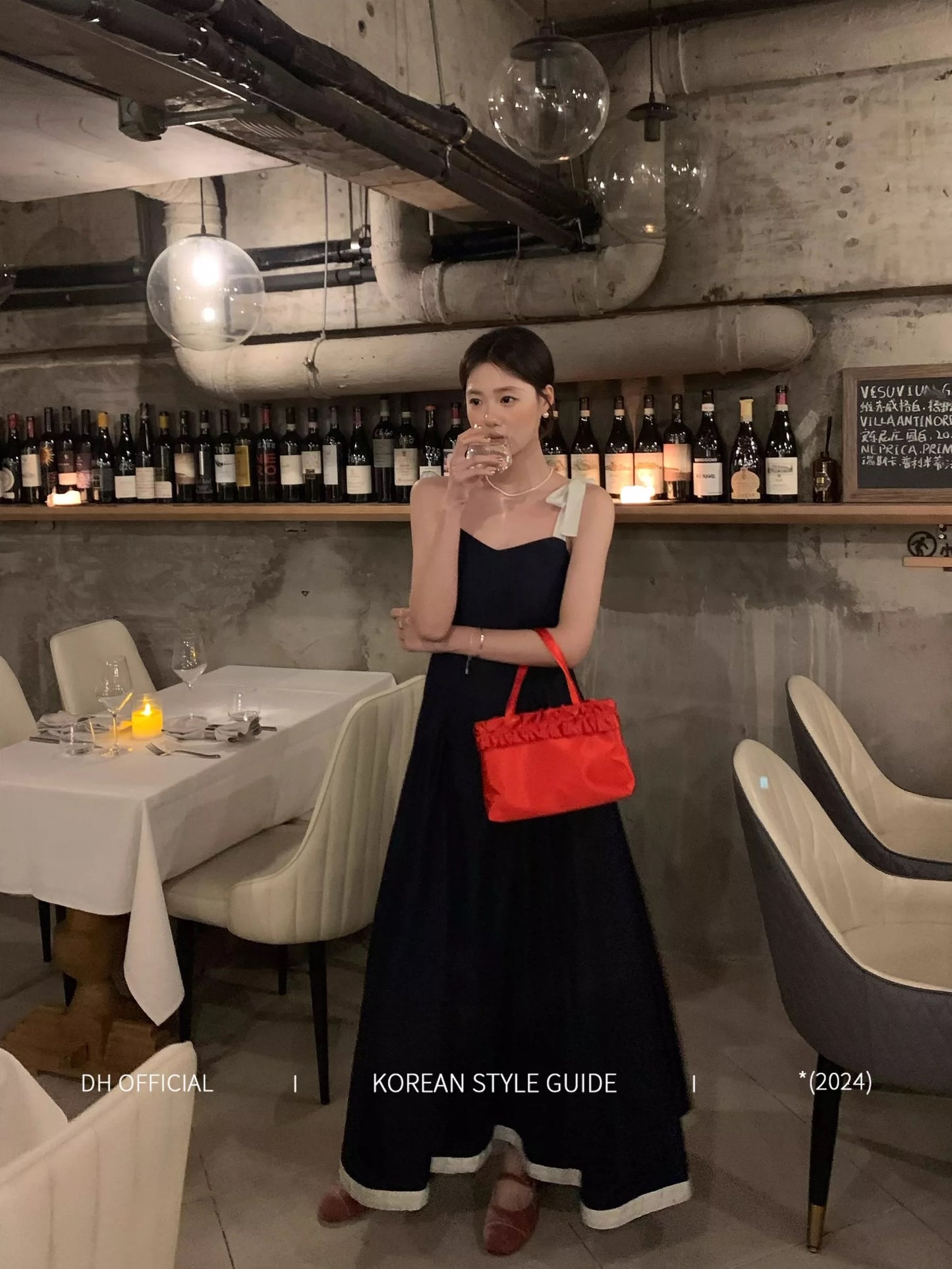 DH OFFICIAL Big Flower [Born to Be a Heroine] French Denim Dress Women's Summer and Korean Atmosphere Suspender Skirt