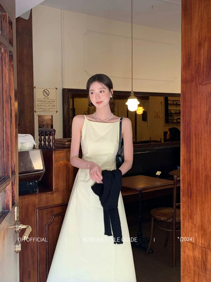 DH OFFICIAL Large Flower [Midsummer Evening Sunny Day] Gentle Temperament Dress Women's Spring and Korean Long Suspender Skirt