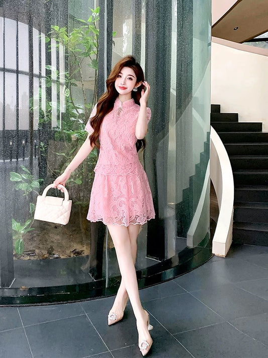 This year's popular new Chinese-style national style suit for women in summer 2024 new high-end, temperament and slimming two-piece skirt suit