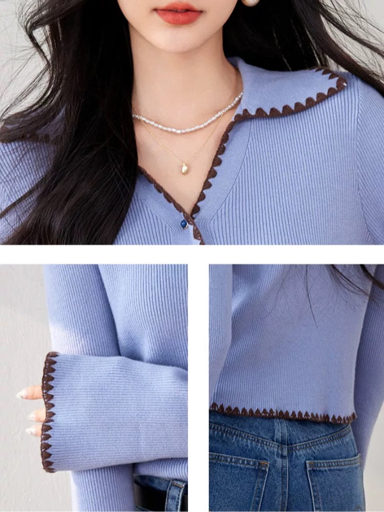 Early autumn 2025 new style small fragrance style high-end wear dopamine purple sweater cardigan knitted jacket tops women