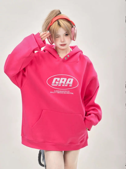 American trendy brand heavyweight oversize niche design embroidered gray sweatshirt for women spring and autumn hooded jacket top