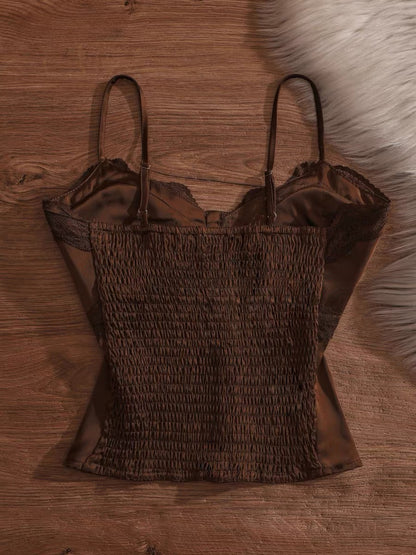 Pure and sexy lace-trimmed camisole top for women, perfect for layering, slimming, and versatile.