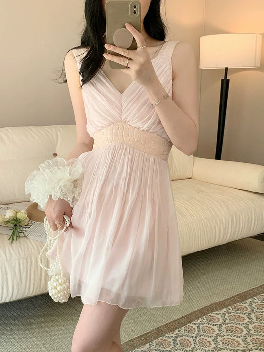juicecola 2025 new white moonlight sweet design sequin folded gentle fairy dress
