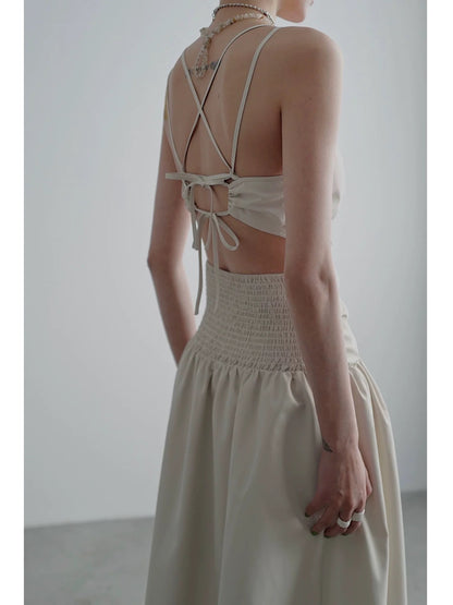 Mrs. Chen CHENTAITAI x No Illusion Backless pleated slimming suspender dress