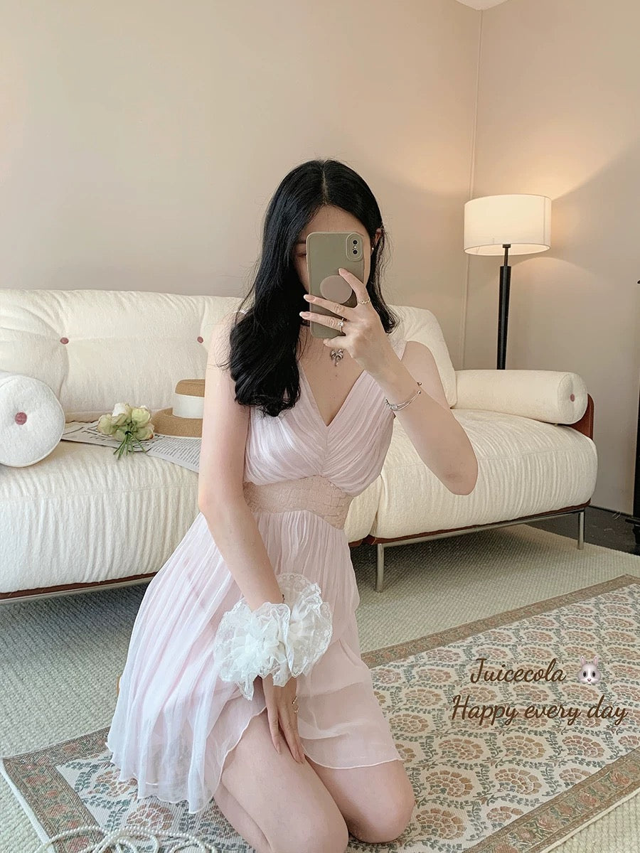 juicecola 2025 new white moonlight sweet design sequin folded gentle fairy dress