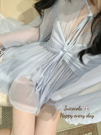 Juicecola Super fairy French style gentle high-end temperament slightly transparent straps small unique design top