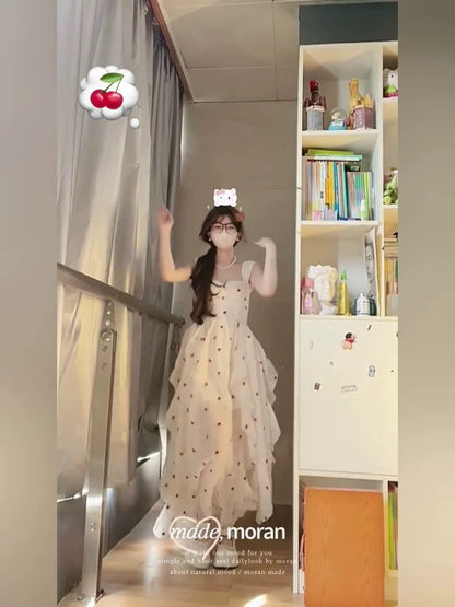 Pure and sweet, unique floral print sundress for women, perfect for summer beach vacations, irregular beach dress.