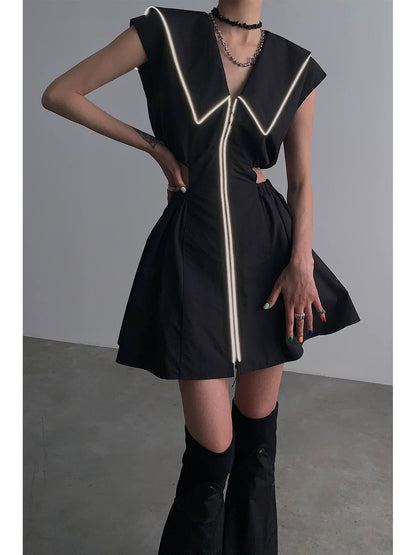 Mrs. Chen CHENTAITAI x No Vision Luminous Striped Waist Dress Puff Skirt