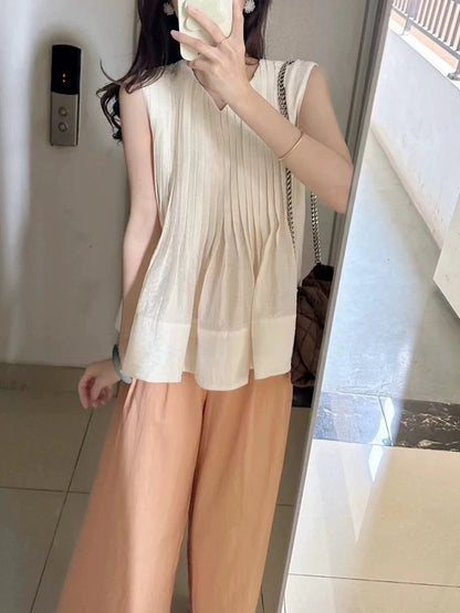 Summer 2025 temperament outfit a complete set of fashionable cold style salty high-end pear-shaped body two-piece suit pants