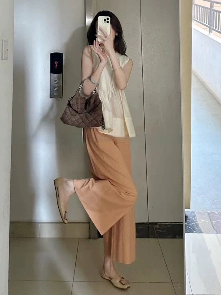 Summer 2025 temperament outfit a complete set of fashionable cold style salty high-end pear-shaped body two-piece suit pants