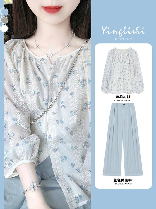 Summer clothes match a complete set of 2025 cold style tea series wear new Chinese style fashion temperament lady small fresh suit