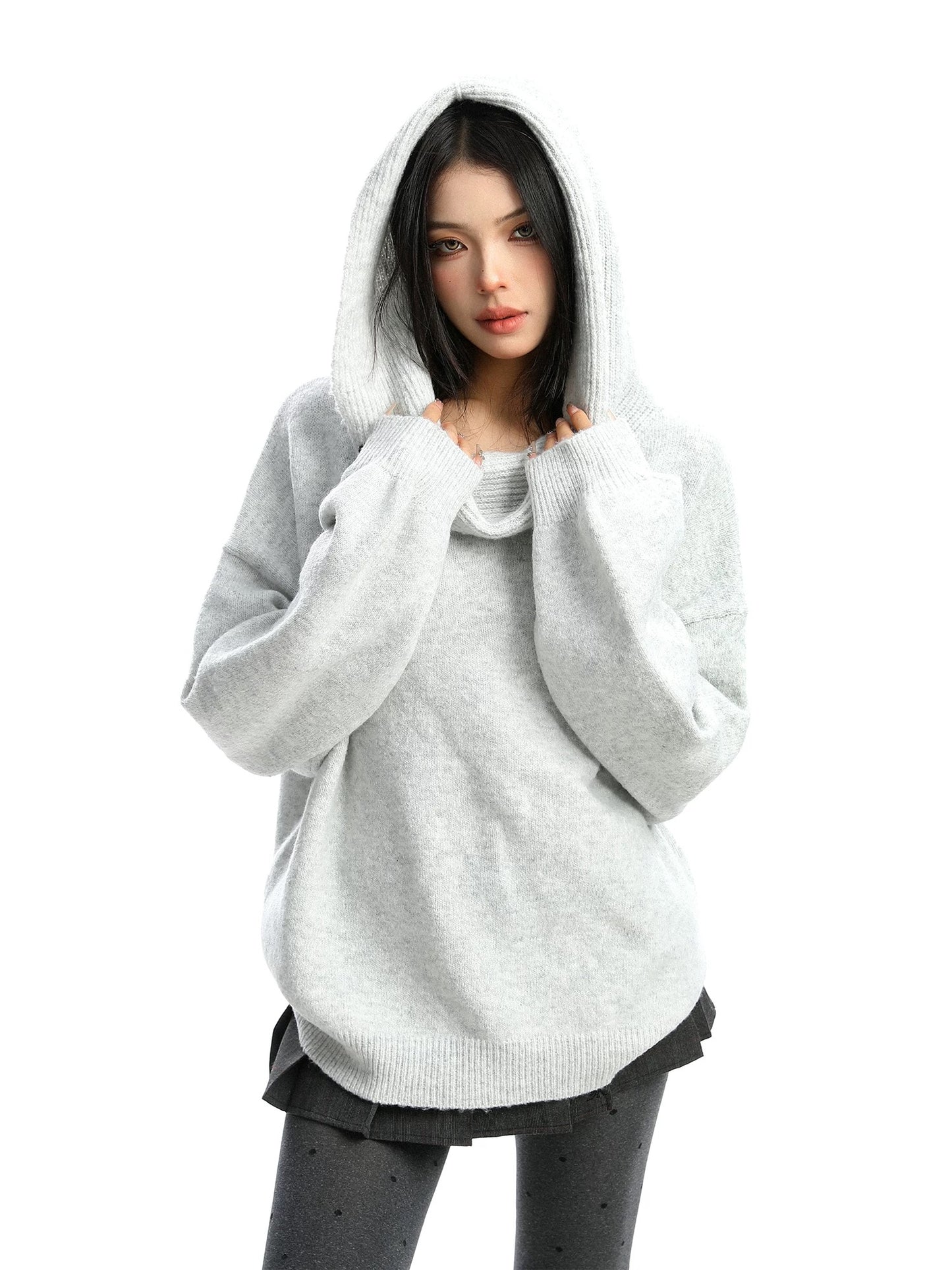 BIGGOLD Korean Style Off-Shoulder Sweater for Women, Autumn/Winter Elegant Thick Warm Loose Knit Top