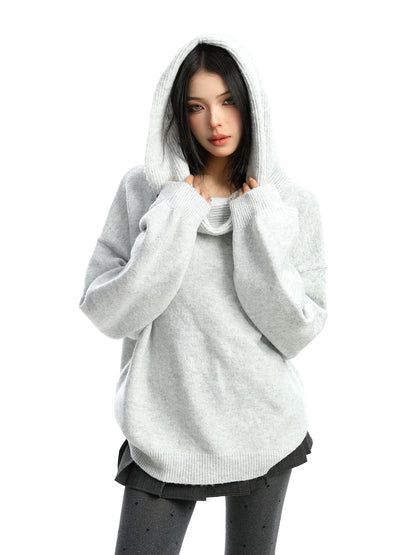BIGGOLD Korean Style Off-Shoulder Sweater for Women, Autumn/Winter Elegant Thick Warm Loose Knit Top