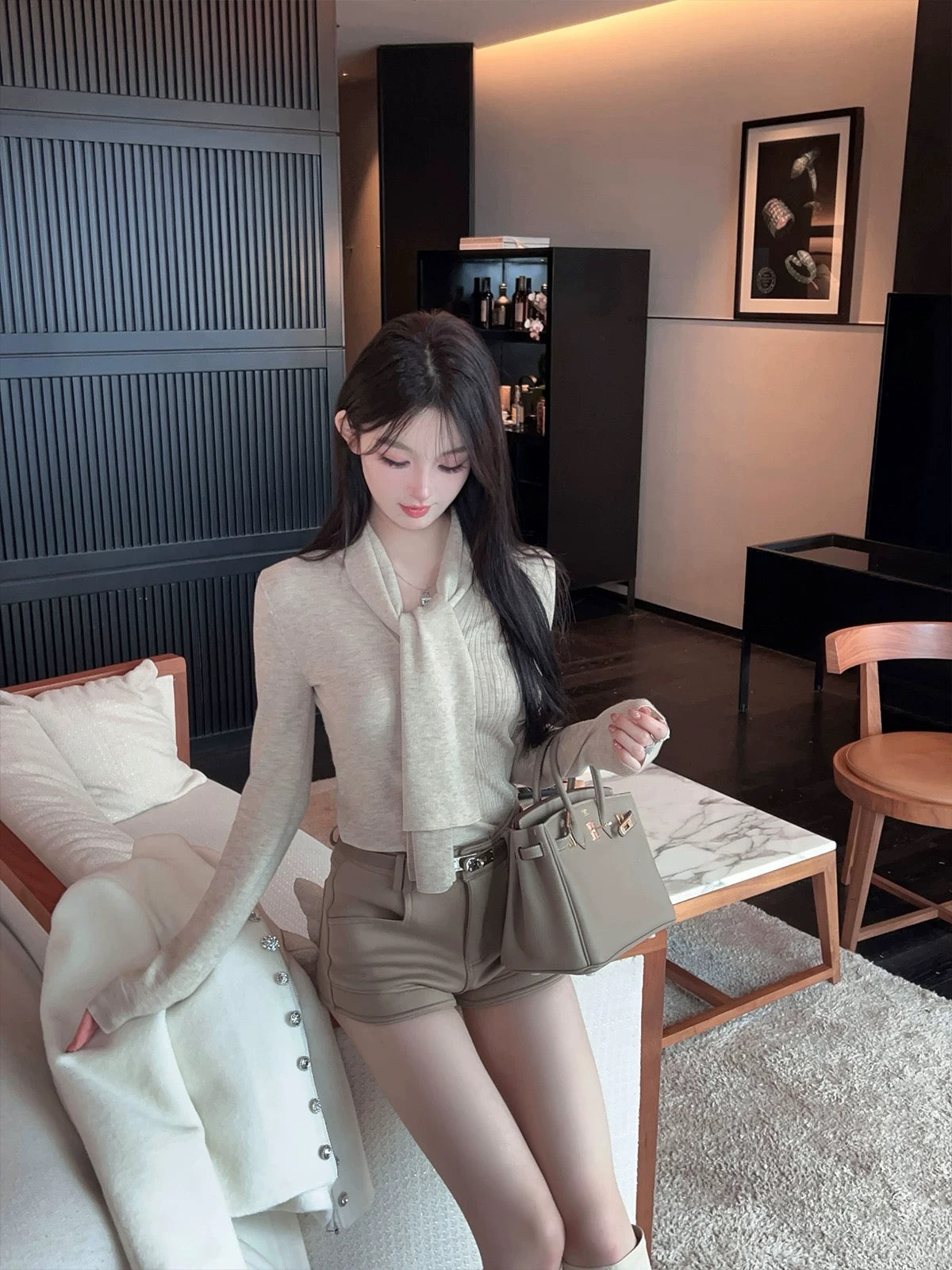 FairyJiang Spring New Casual High Waist Shorts Women's Hip-covering Hot Pants Wear Slim Boot Pants With Belt