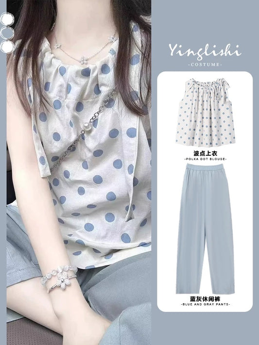 Summer 2025 temperament wear a complete set of age-reducing Internet celebrities bombing the streets Korean style high-end salty light mature two-piece suit