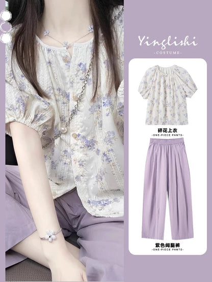 Summer match a complete set of 2025 age-reducing wear high-end new Chinese style fashion temperament small fresh two-piece suit