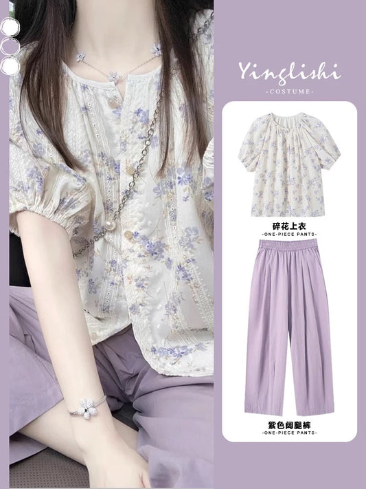 Summer match a complete set of 2025 age-reducing wear high-end new Chinese style fashion temperament small fresh two-piece suit