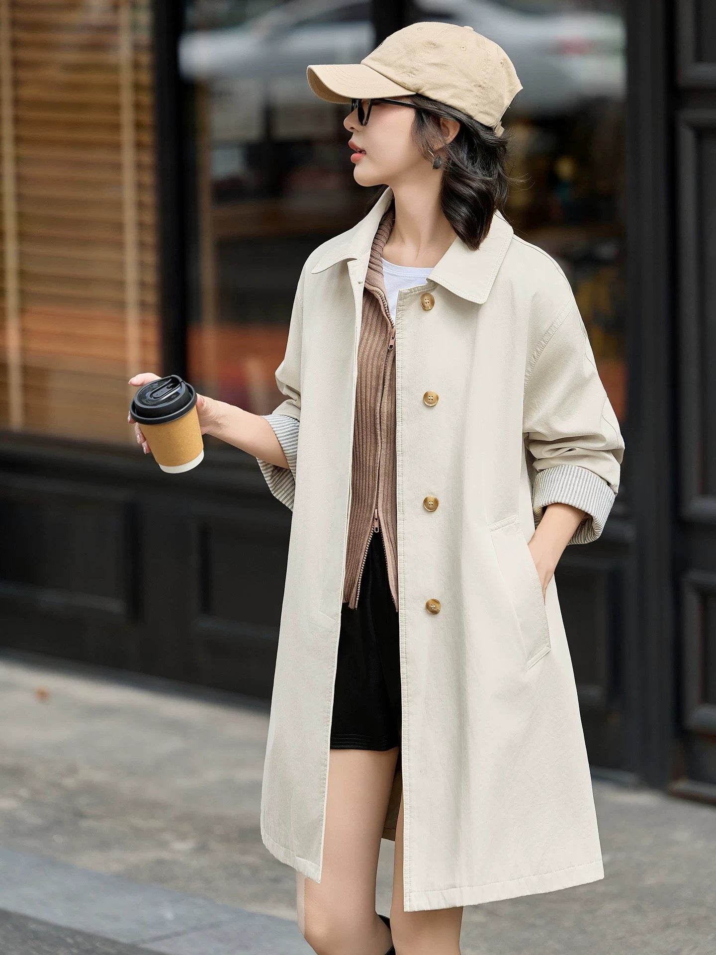 Mid-length windbreaker jacket for women 2025 spring and autumn new small Korean style loose temperament great looking casual coat